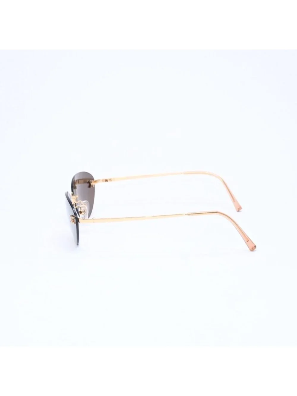 Chanel Rimless Sunglasses Eyewear CC Logo Gold